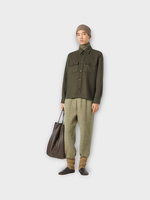 Loro Piana Loro Piana Jacket, Green, Jim Cashmere Straight Cut Collared Button Up Overshirt In Black Pine