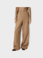 Loro Piana Loro Piana Trousers, Brown, Valerio Linen Elastic Waist Wide Leg Trousers In Amazonian Nut