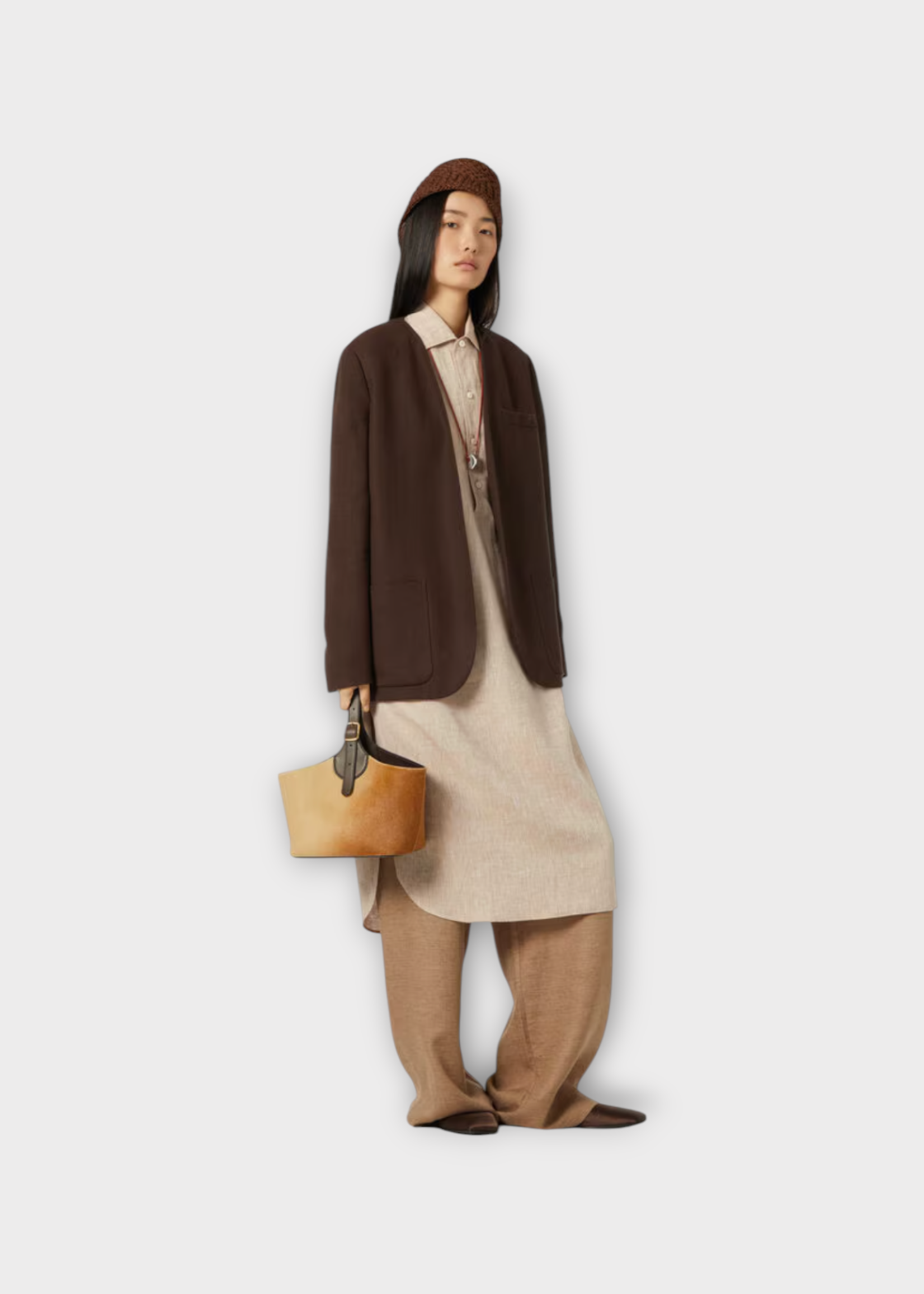 Loro Piana Loro Piana Trousers, Brown, Valerio Linen Elastic Waist Wide Leg Trousers In Amazonian Nut