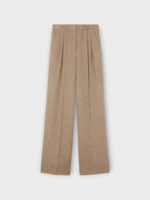 Loro Piana Loro Piana Trousers, Beige, Nyack Linen Pleated Crepe Chevron Summer Trousers Brown Chevron