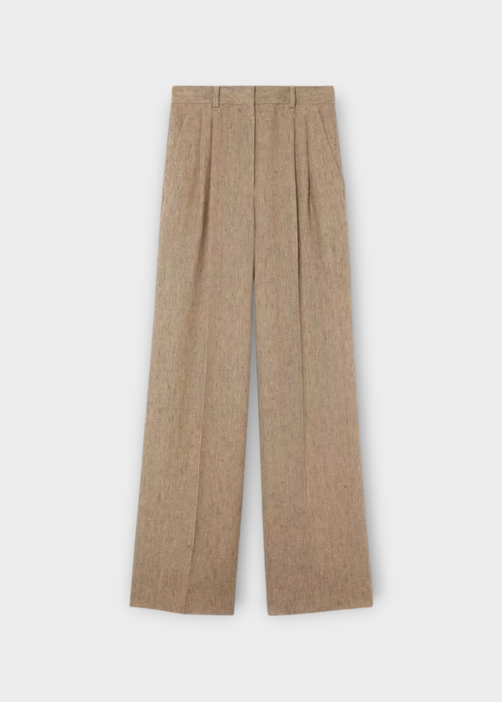 Loro Piana Loro Piana Trousers, Beige, Nyack Linen Pleated Crepe Chevron Summer Trousers Brown Chevron