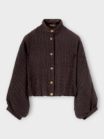 Loro Piana Loro Piana Jacket, Brown, Benedetta Silk Fluid Diamond Cloquet Button Up Jacket In Cloves