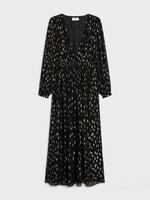 Celine Celine Dress, Black, Silk V-Neck Long Sleeve Long Dress In Black
