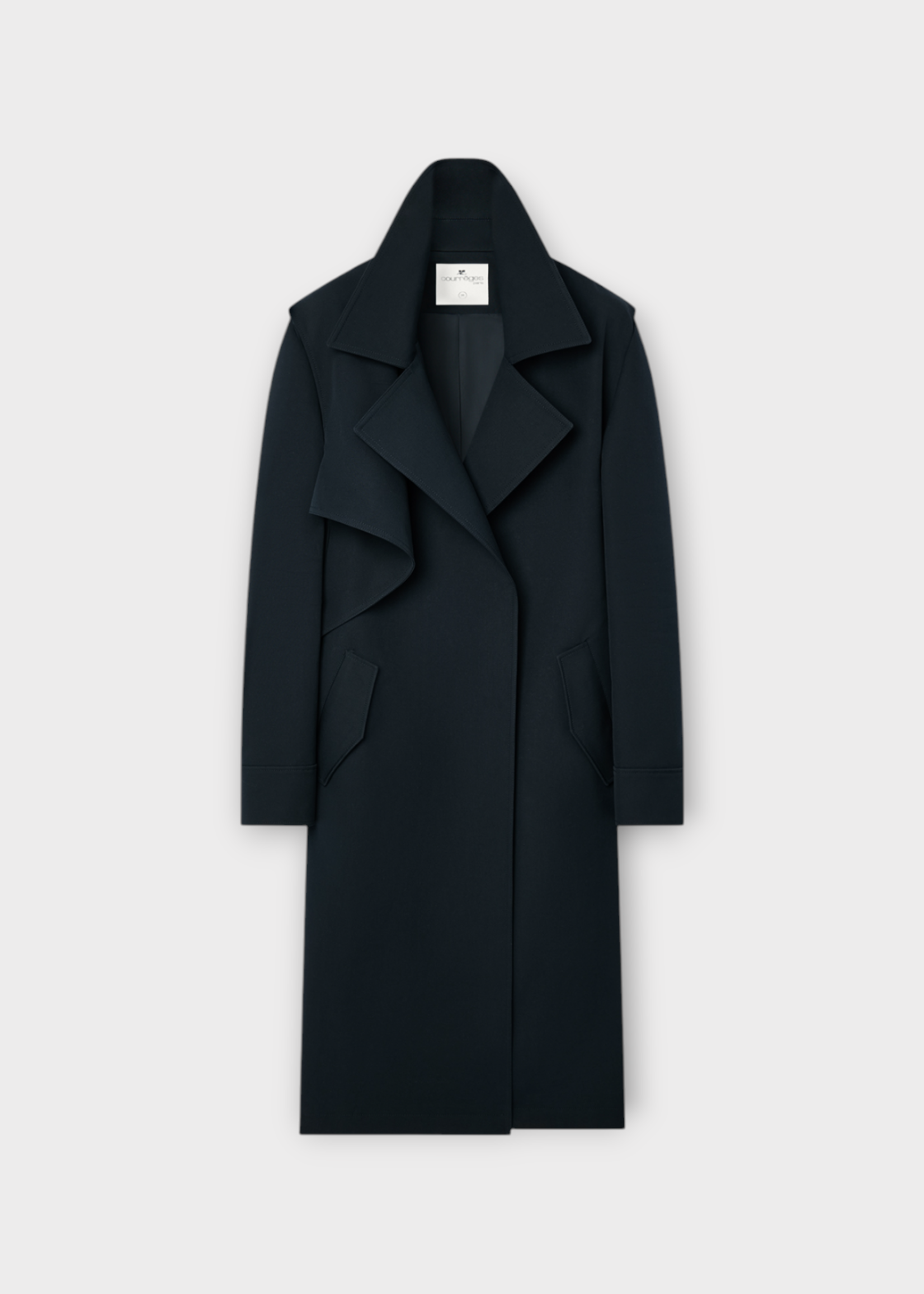 Courreges Courreges Coat, Navy, Twist Cotton Belted Trench Coat