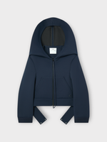 Courreges Courreges Sweatshirt, Navy, Cocoon Hooded Bonded Zip Up Jacket