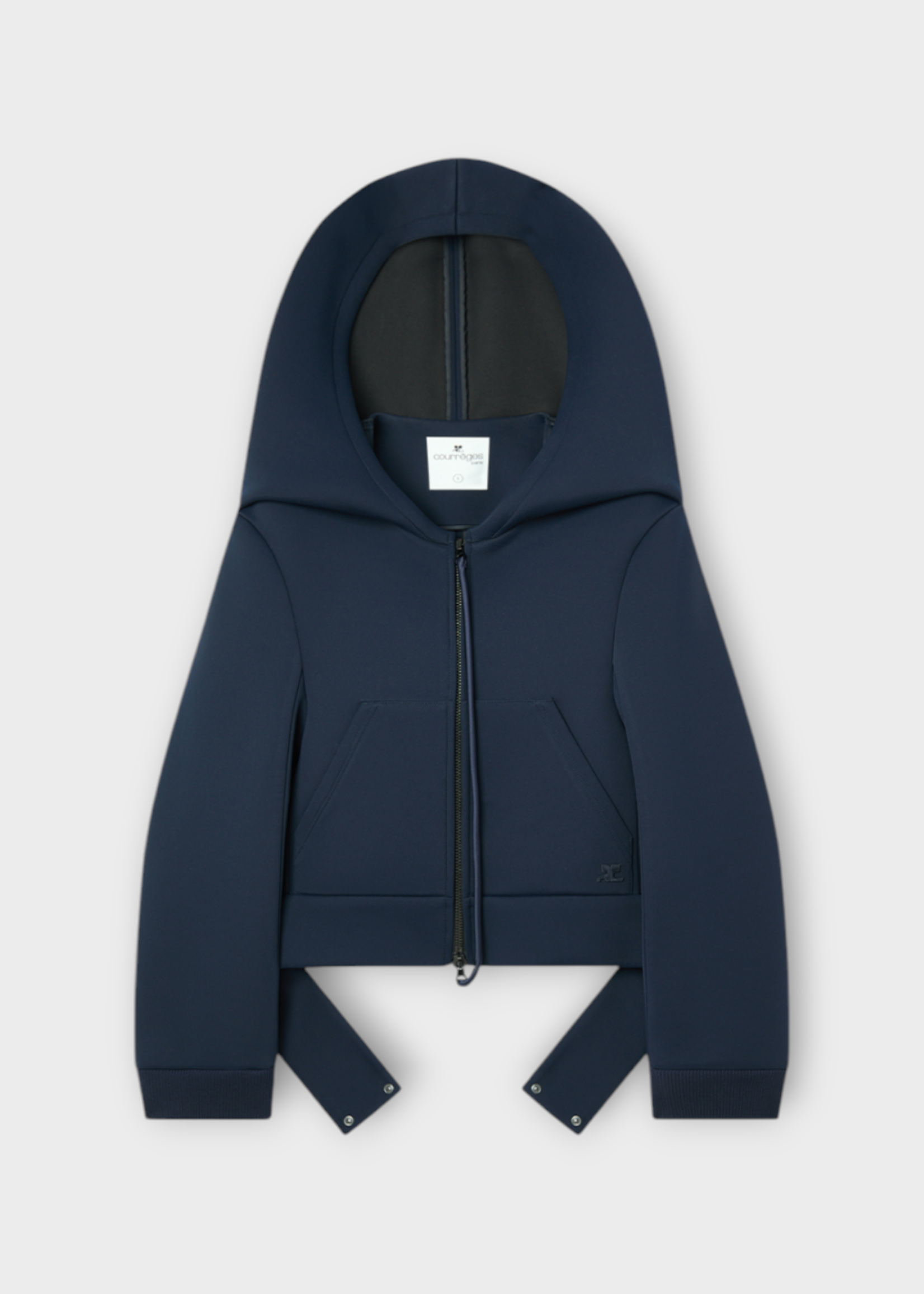 Courreges Courreges Sweatshirt, Navy, Cocoon Hooded Bonded Zip Up Jacket