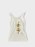 Conner Ives Conner Ives Top, White, Tank Top in White w/ Gold Floral Embroidery