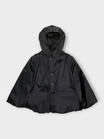Noir Kei Ninomiya Noir Kei Ninomiya Jacket, Black, Shiny Hooded Button Up Jacket