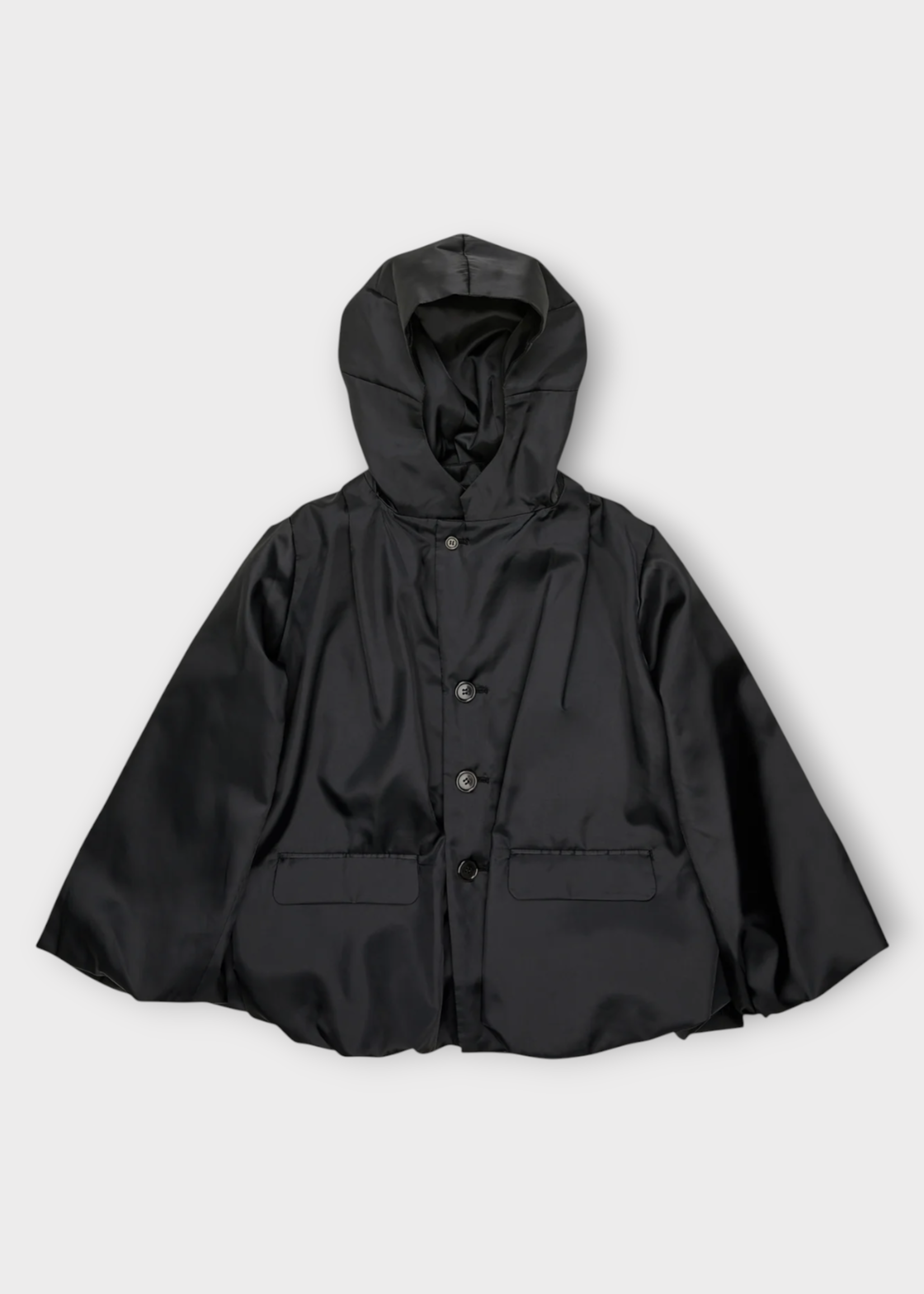 Noir Kei Ninomiya Noir Kei Ninomiya Jacket, Black, Shiny Hooded Button Up Jacket