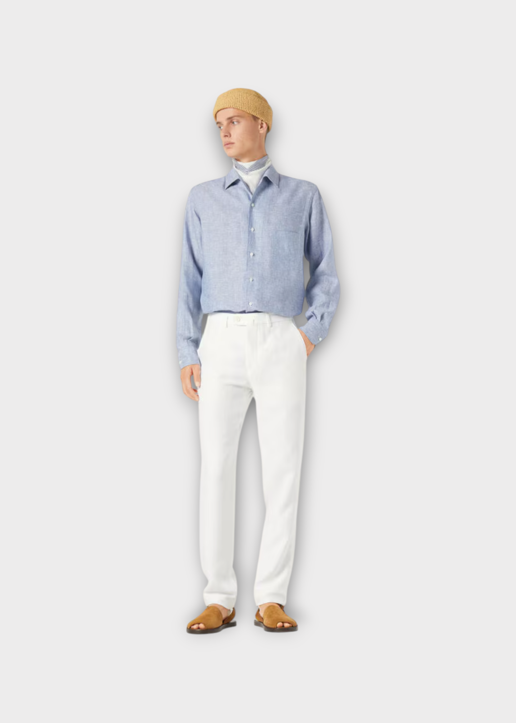 Loro Piana Loro Piana Shirt, Blue, Andre Linen Summer Shirt In Light Blue Indigo