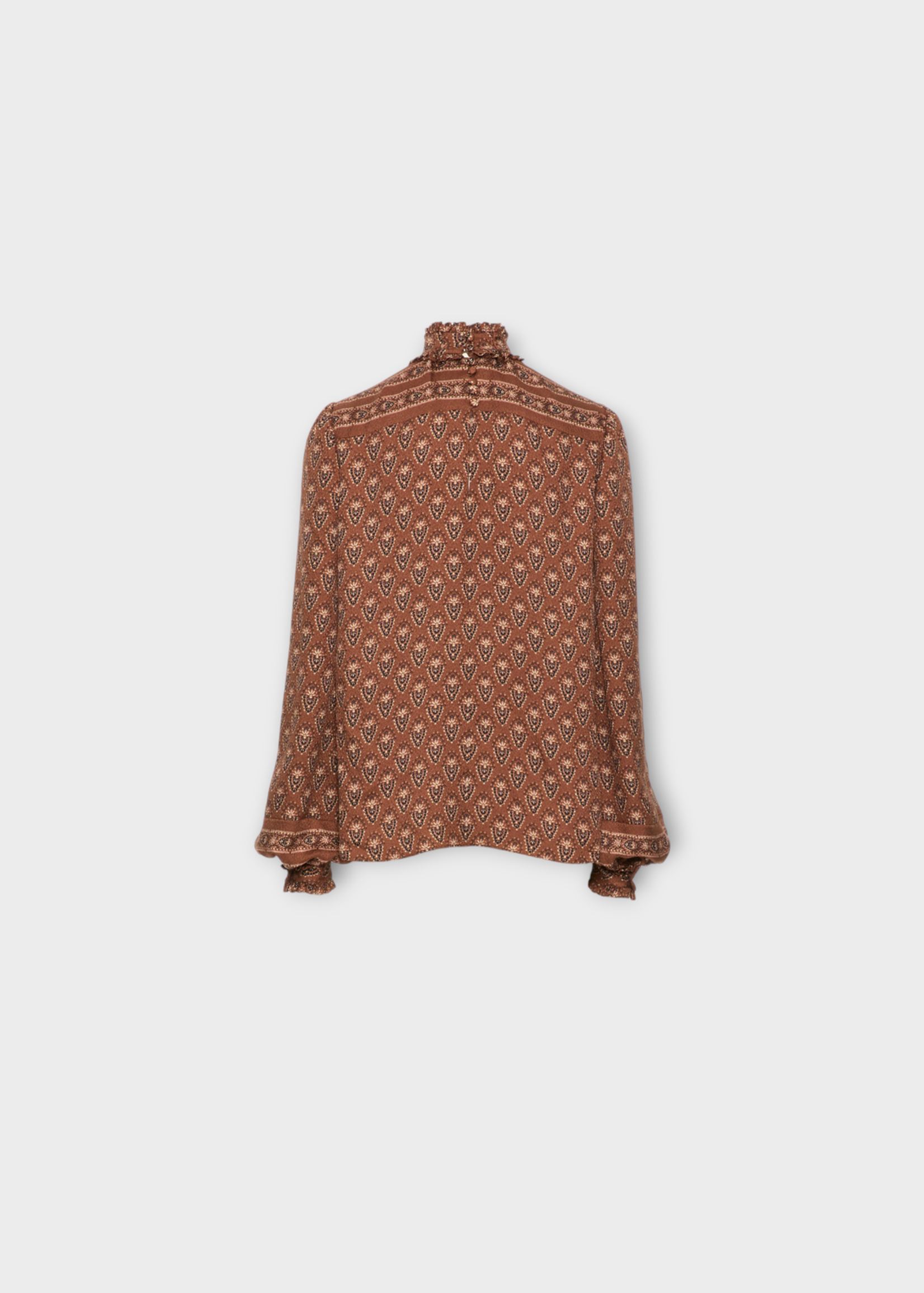 Valentino Valentino Top, Print, High Neck Long Balloon Sleeves Blouse In Marroon & Multicolour