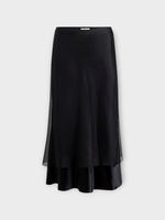 Khaite Khaite Skirt, Black, Monina Shiny Layered Satin Long Skirt