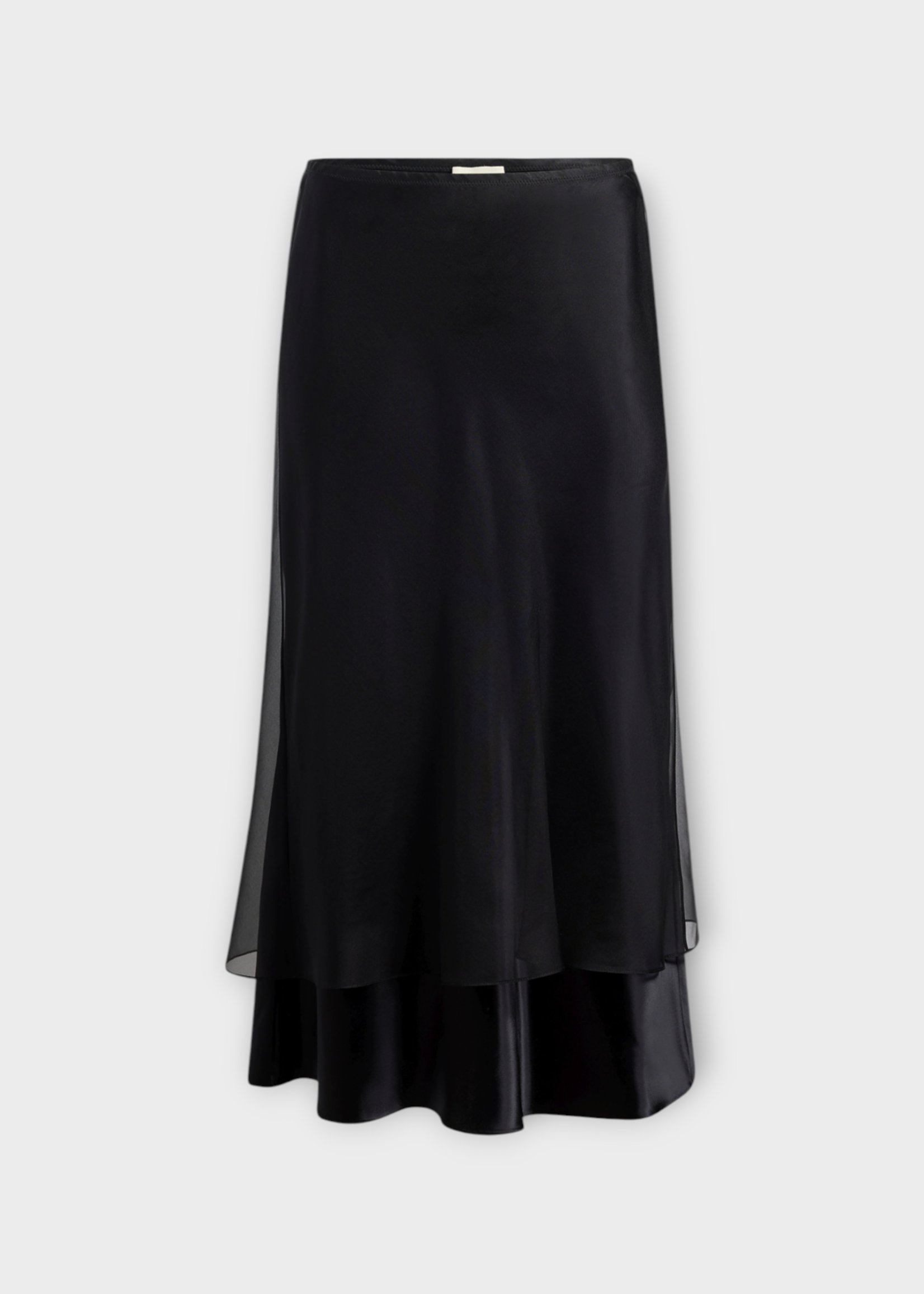 Khaite Khaite Skirt, Black, Monina Shiny Layered Satin Long Skirt
