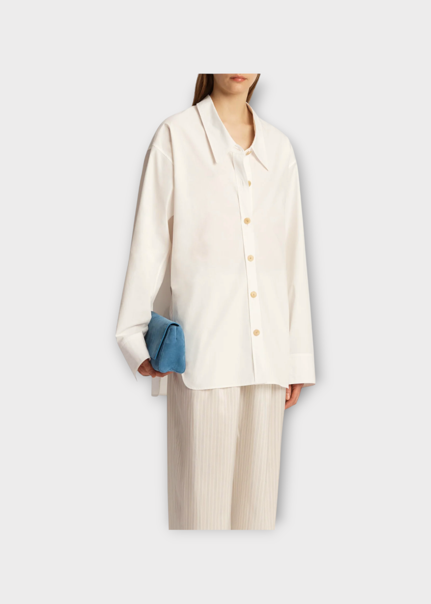 Khaite Khaite Top, White, Herschel Organic Cotton Shirt In Chalk