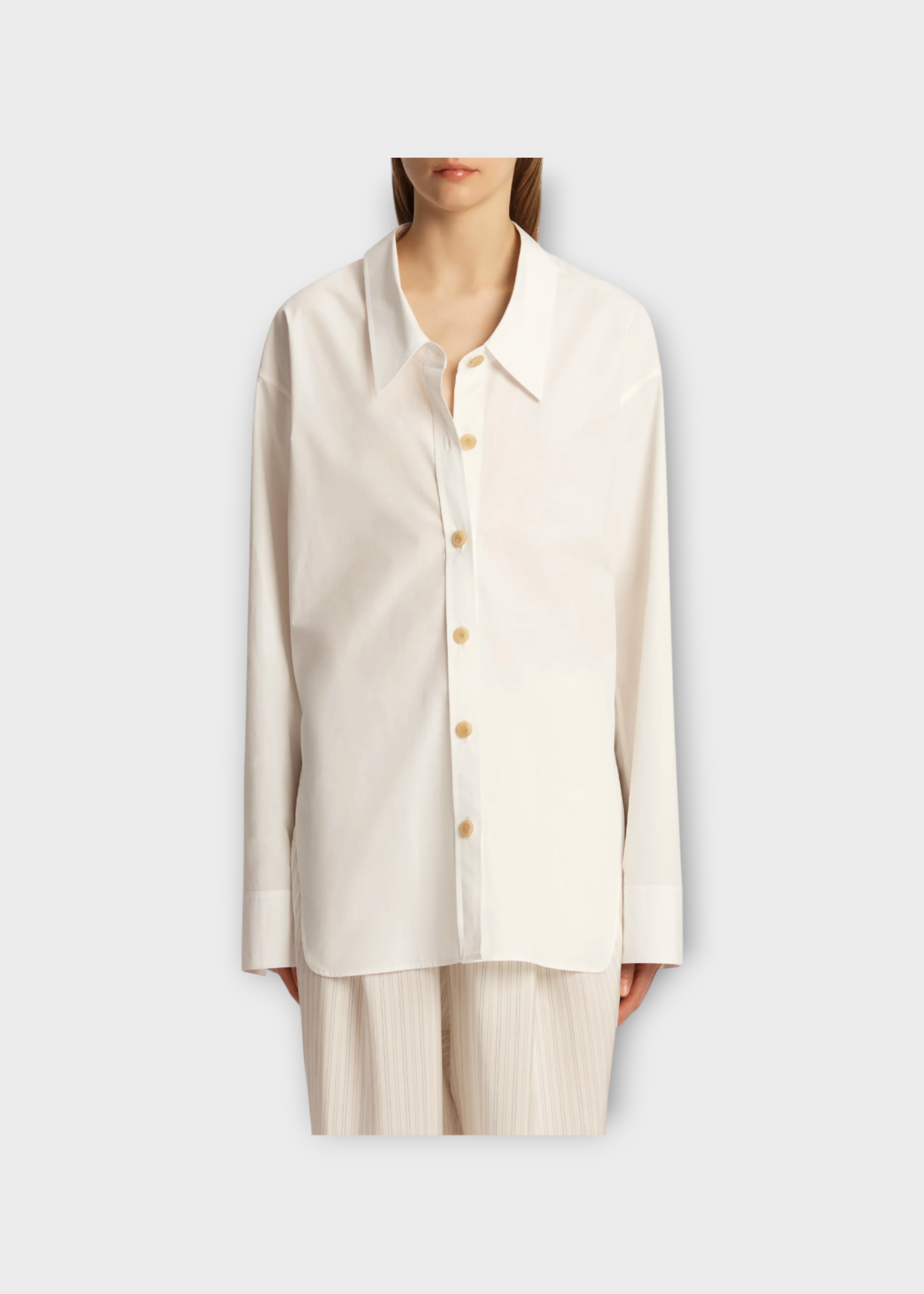 Khaite Khaite Top, White, Herschel Organic Cotton Shirt In Chalk