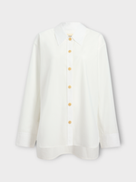 Khaite Khaite Top, White, Herschel Organic Cotton Shirt In Chalk