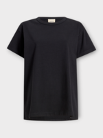 Khaite Khaite Top, Black, Maeve Medium Weight Cotton Short Sleeve T-Shirt In Washed Black