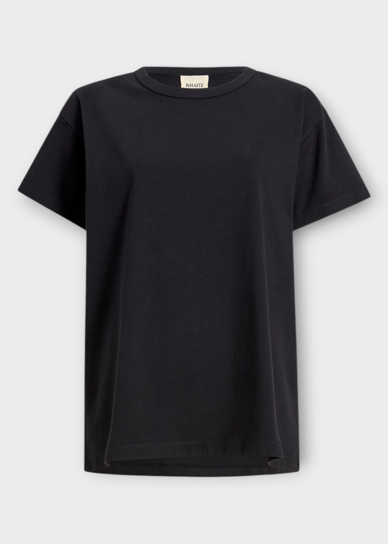 Khaite Khaite Top, Black, Maeve Medium Weight Cotton Short Sleeve T-Shirt In Washed Black