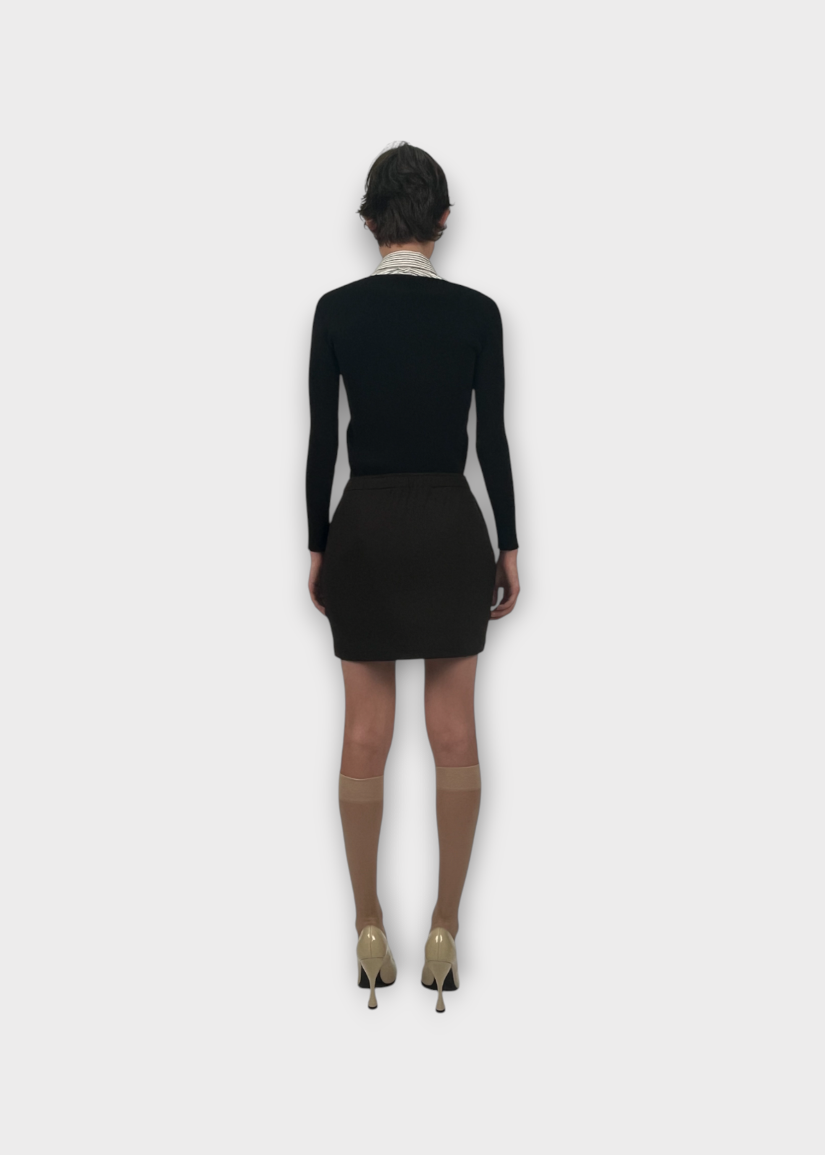 Marie Adam Leenaerdt Marie Adam Leenaerdt Skirt, Black, Jersey Base Fitted Mini Skirt #21