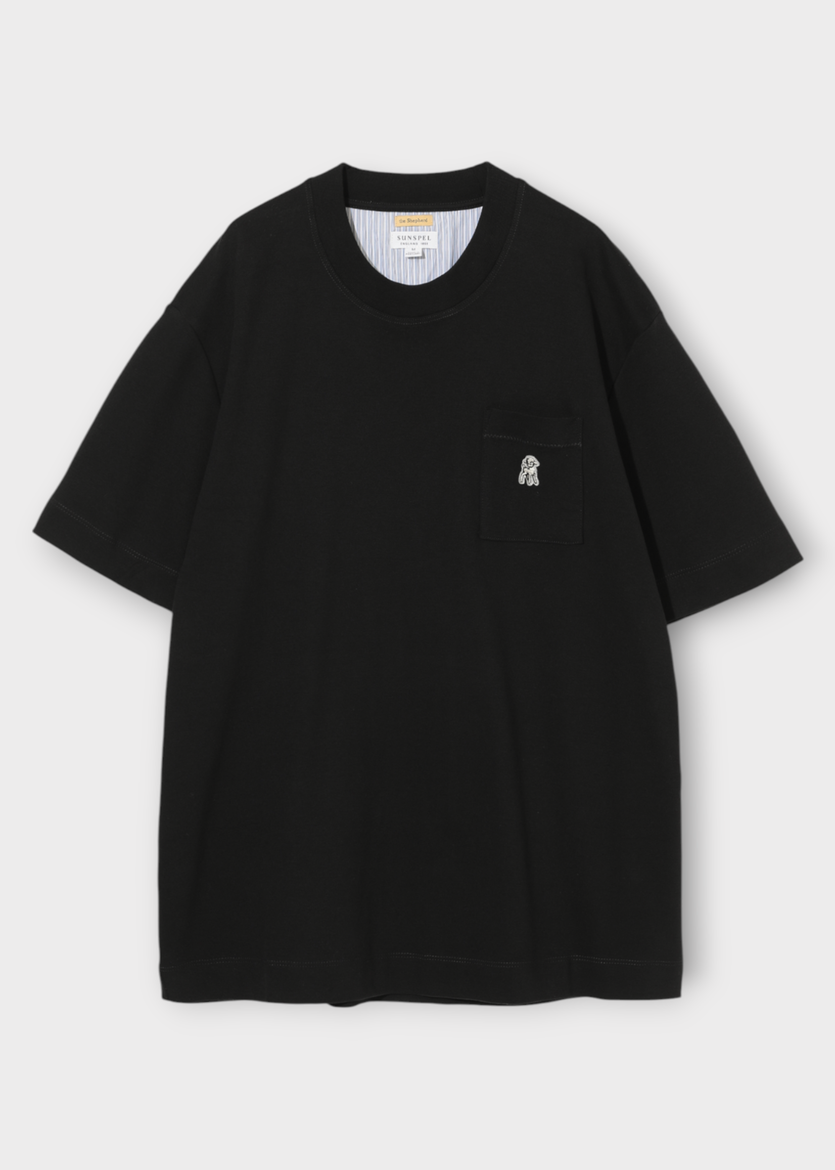 Undercover Undercover T-Shirt, Black, Sunspel x Undercover Cotton Crew Neck Short Sleeve T-Shirt w/ Chest Lamb Pocket