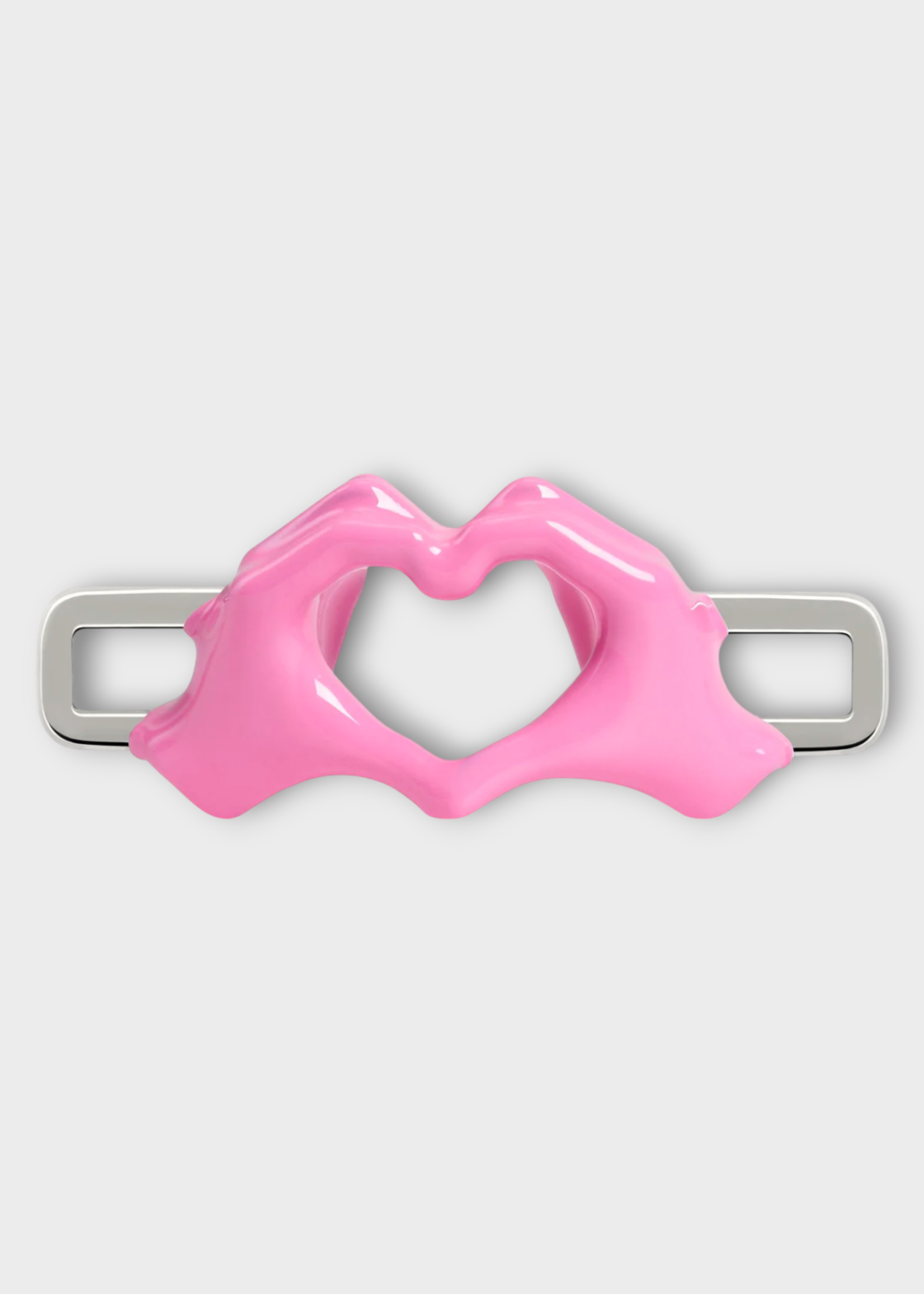 Poubel Poubel Charm, Print, Heart Hands Hand Painted Enamel w/ Sterling Silver