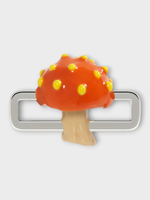 Poubel Poubel Charm, Print, Orange Mushroom Hand Painted Enamel w/ Sterling Silver