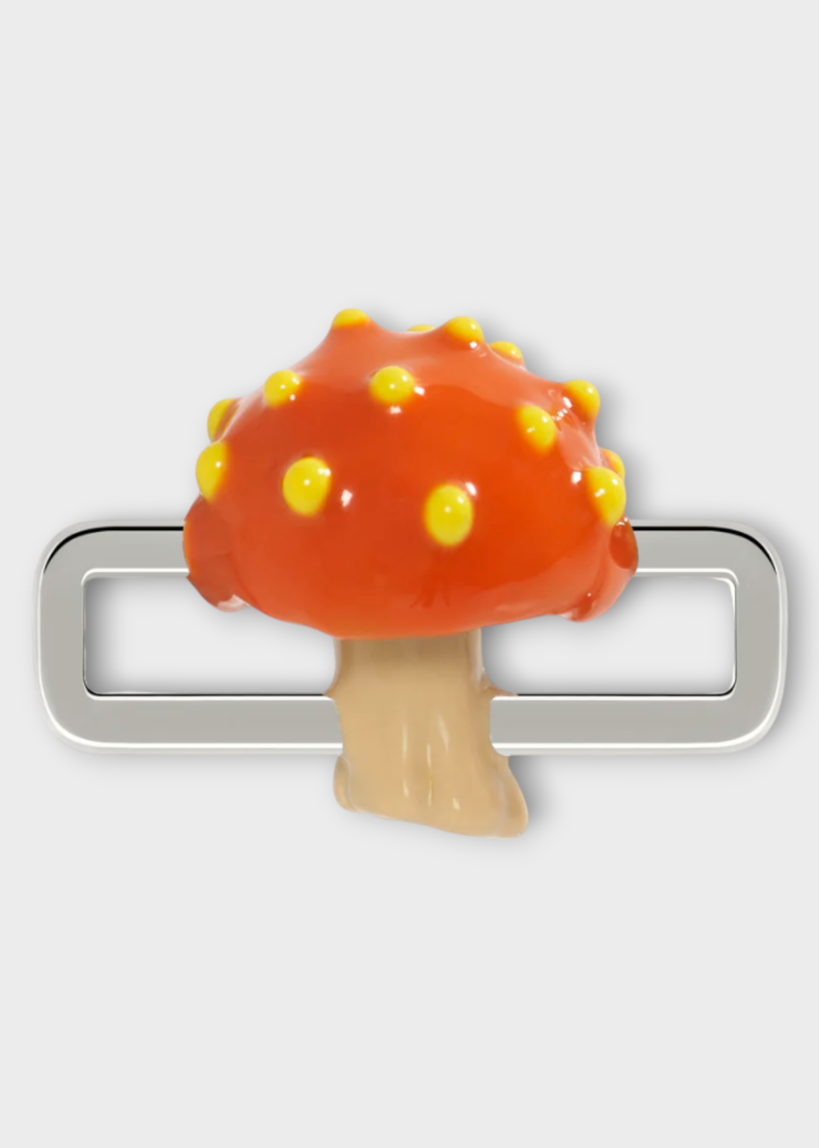 Poubel Poubel Charm, Print, Orange Mushroom Hand Painted Enamel w/ Sterling Silver