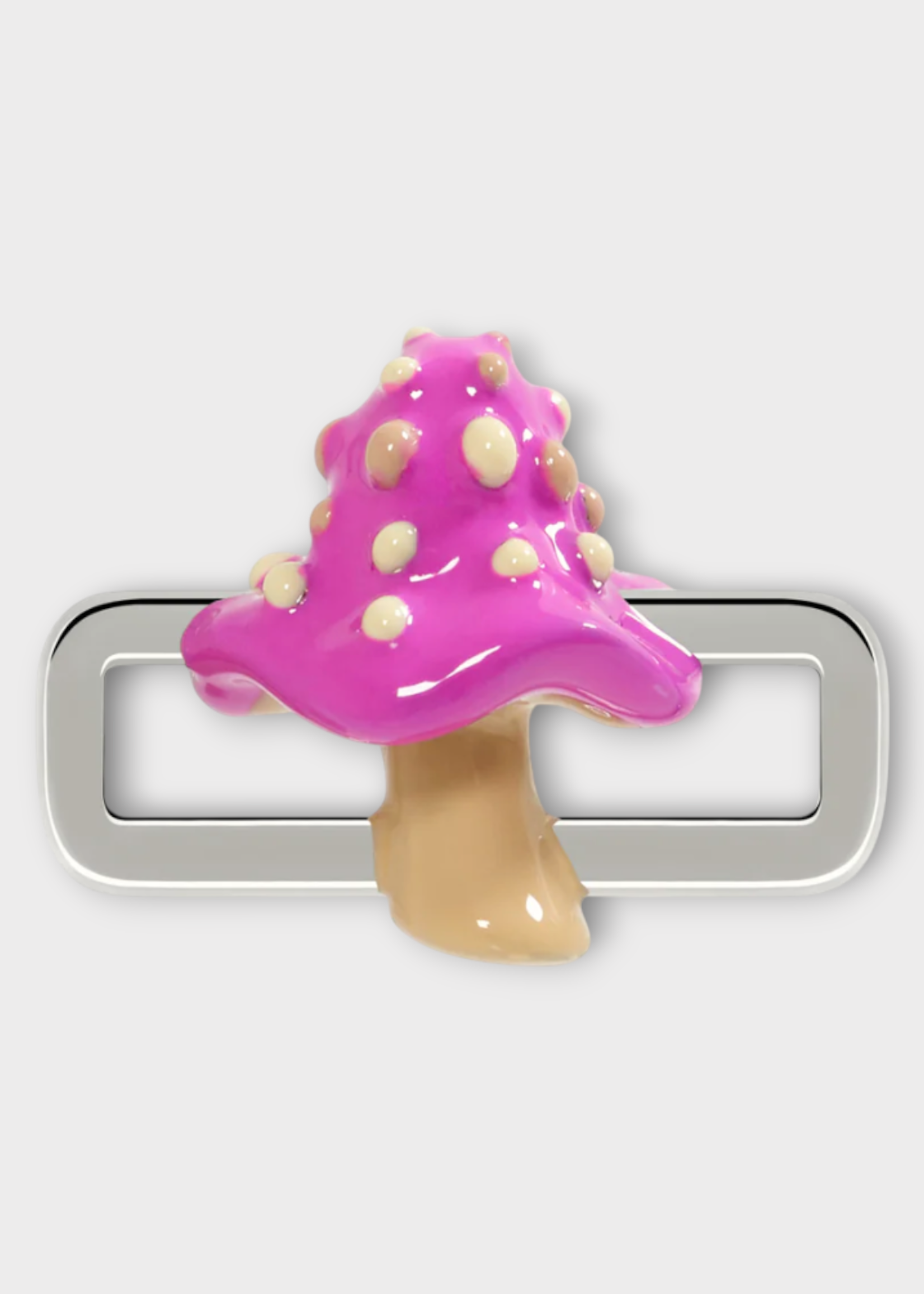 Poubel Poubel Charm, Print, Pink Mushroom Hand Painted Enamel w/ Sterling Silver