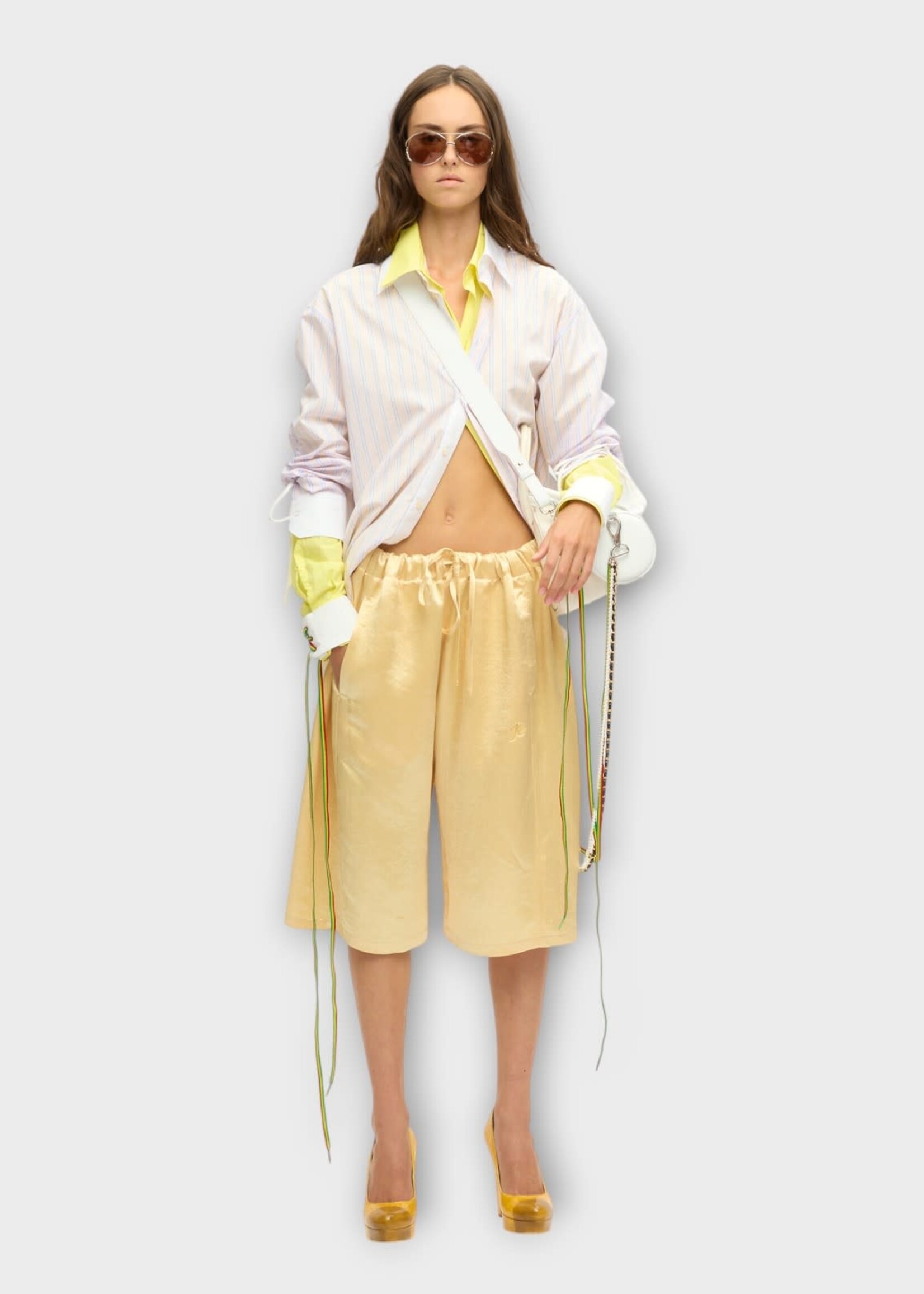 Julie Kegels Julie Kegels Shirt, Multi, Celeste Stripe Shirt in Lilac w/ Sleevels Drawstring