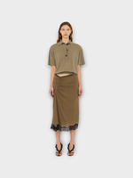 Christopher Esber Christopher Esber Polo, Green, Straccio Linen & Silk Mix V-Neck Knitted Top In Eucalypt