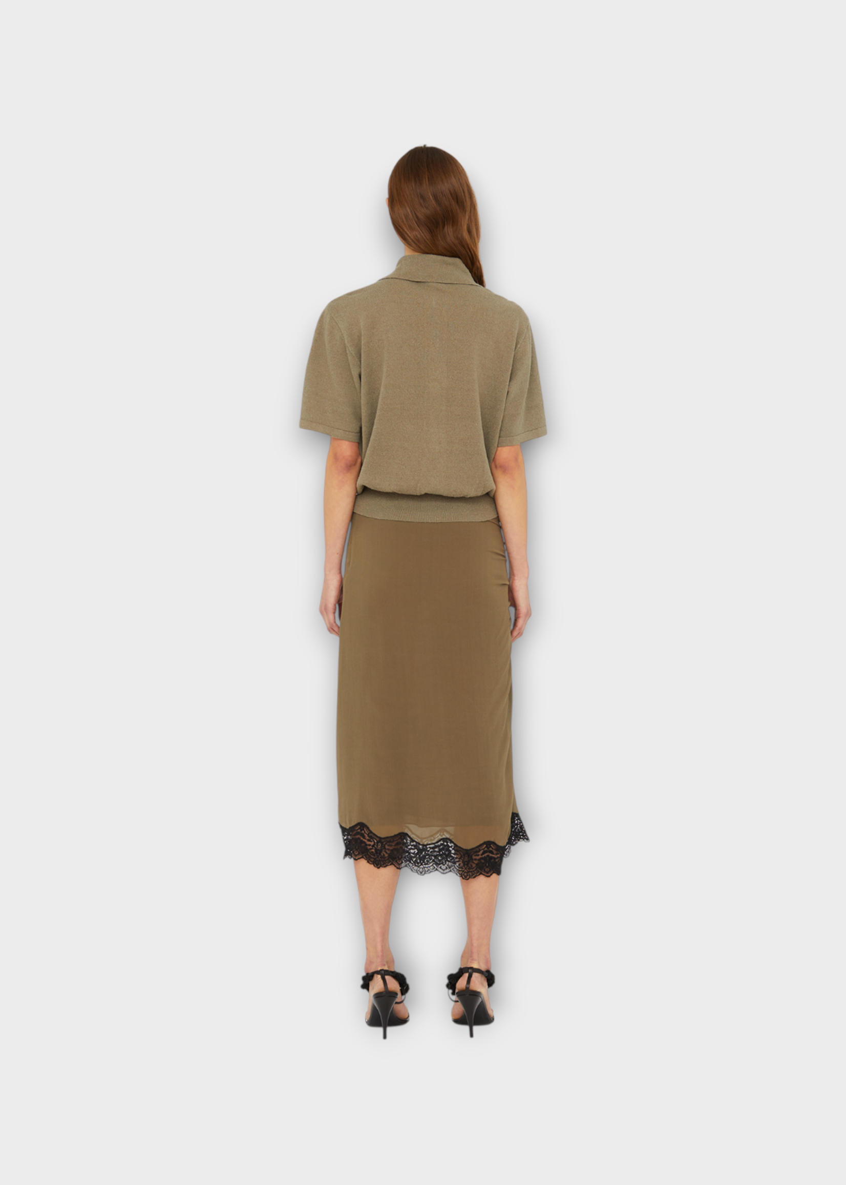 Christopher Esber Christopher Esber Polo, Green, Straccio Linen & Silk Mix V-Neck Knitted Top In Eucalypt