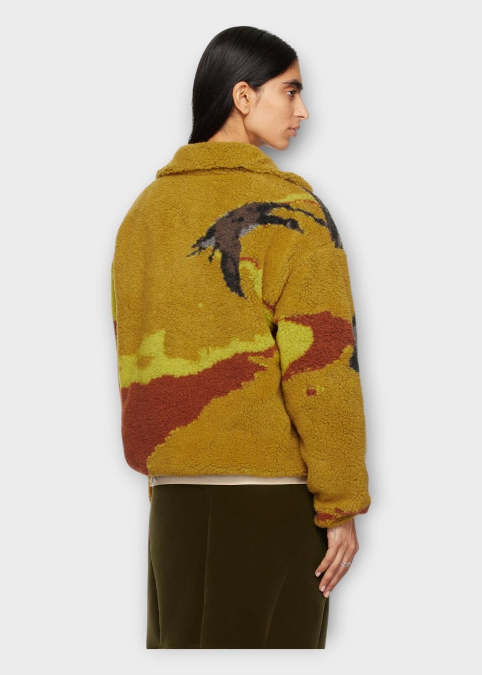 Conner Ives Conner Ives Sweatshirt, Print, Recycled Fleece Half Zipped Sweatshirt in Yellow w/ Duck Print