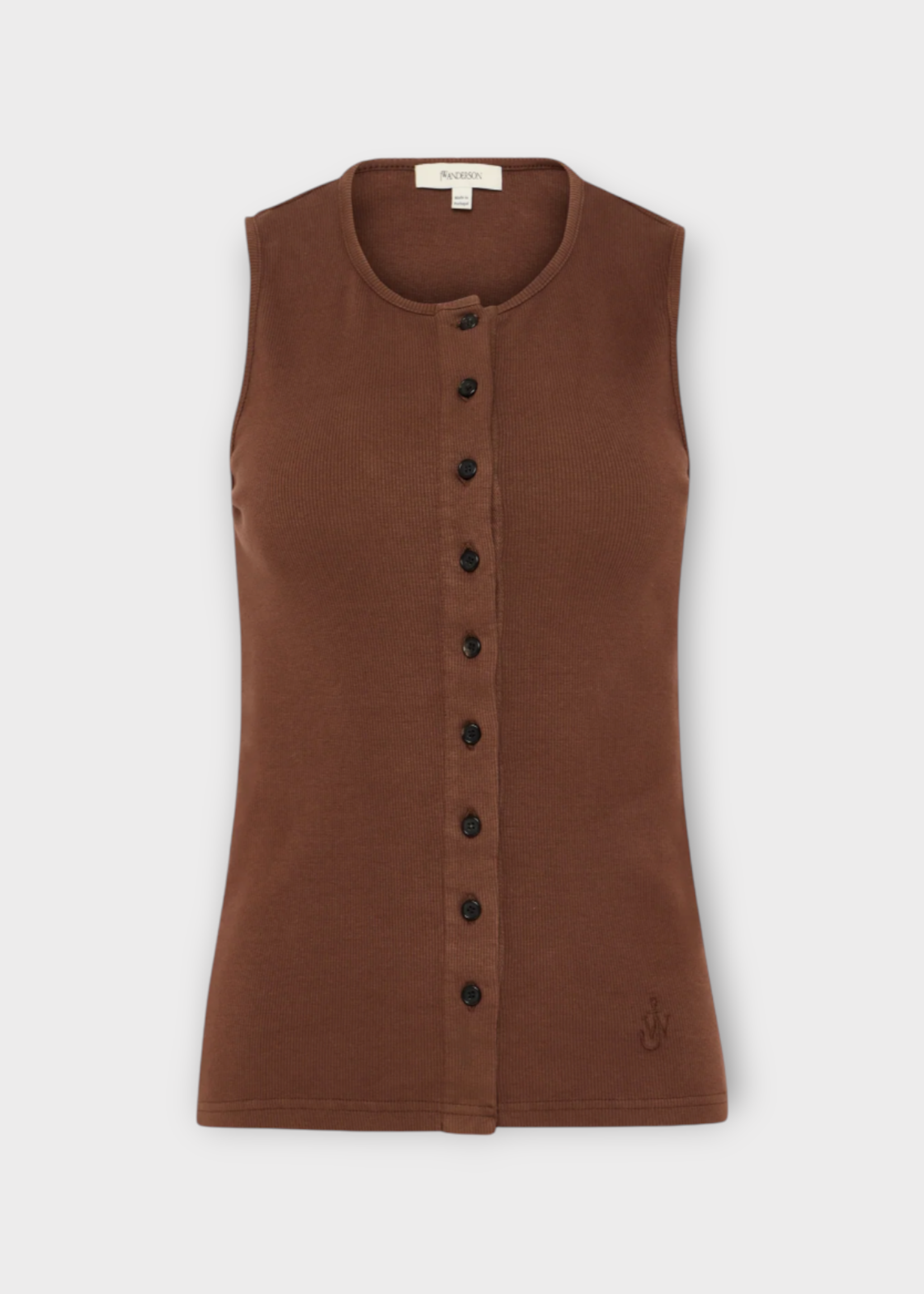 J.W. Anderson J.W. Anderson Top, Brown, Cotton Buttoned Tank Top In Chestnut