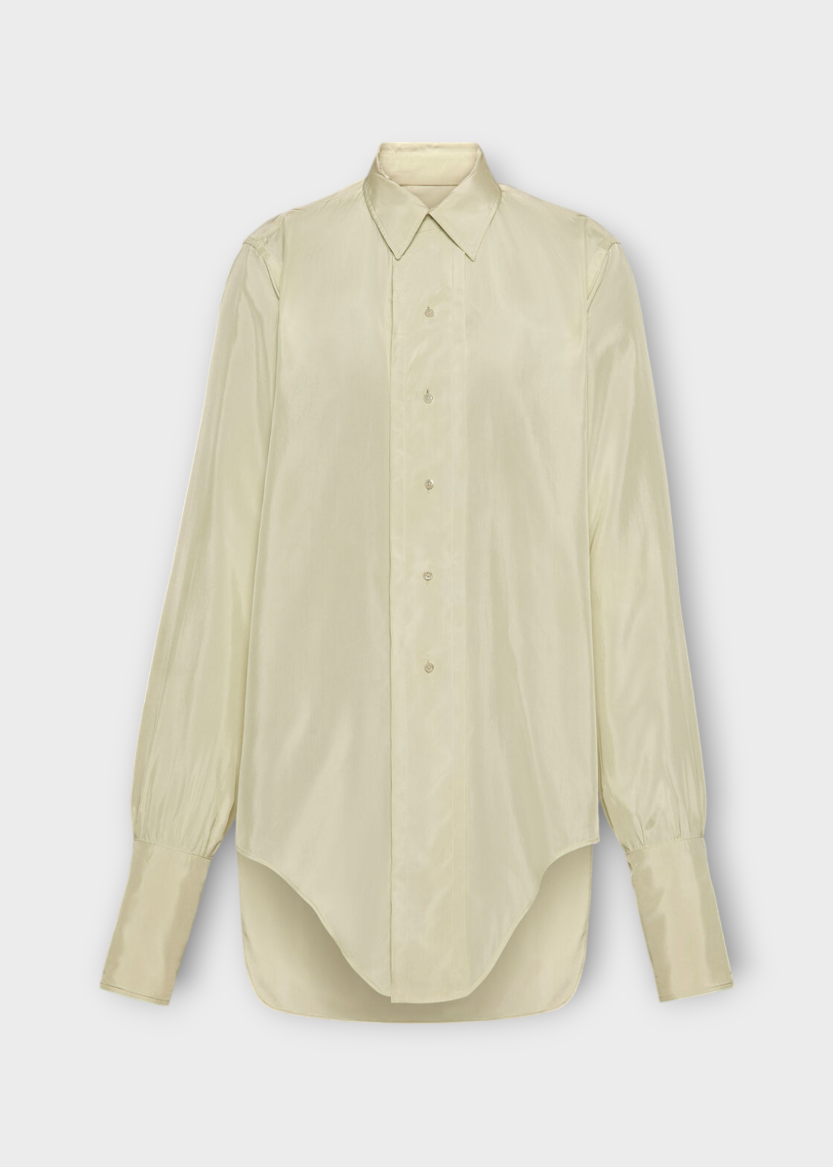 Maison Margiela Maison Margiela Shirt, Beige, Collared Buttoned Long Sleeve Shirt In Healing Aloe w/ Dropped Hem
