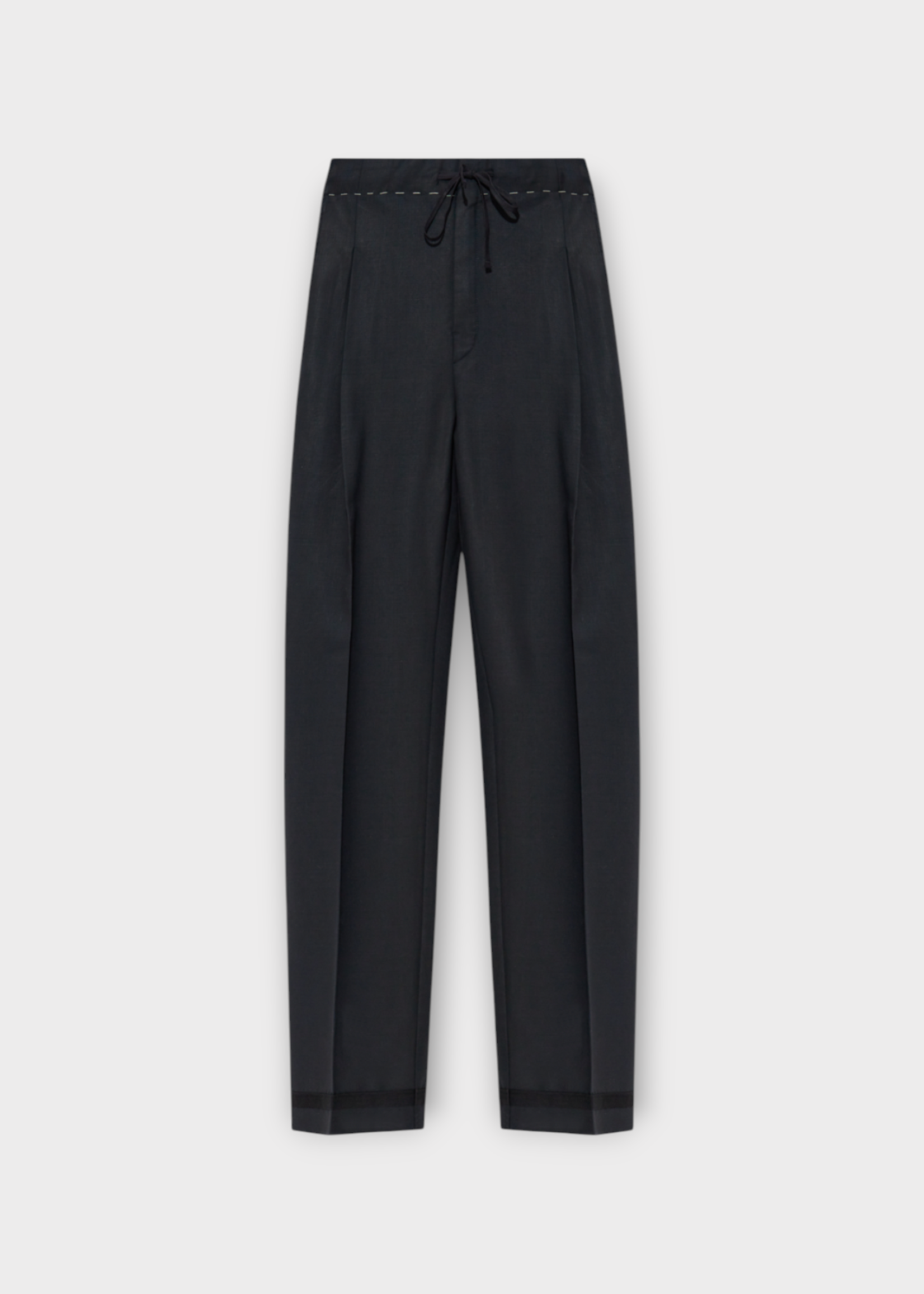 Maison Margiela Maison Margiela Trousers, Blue, Wool & Mohair Mix Mid Waist Wide Leg Pleated Pants In Midnight Blue