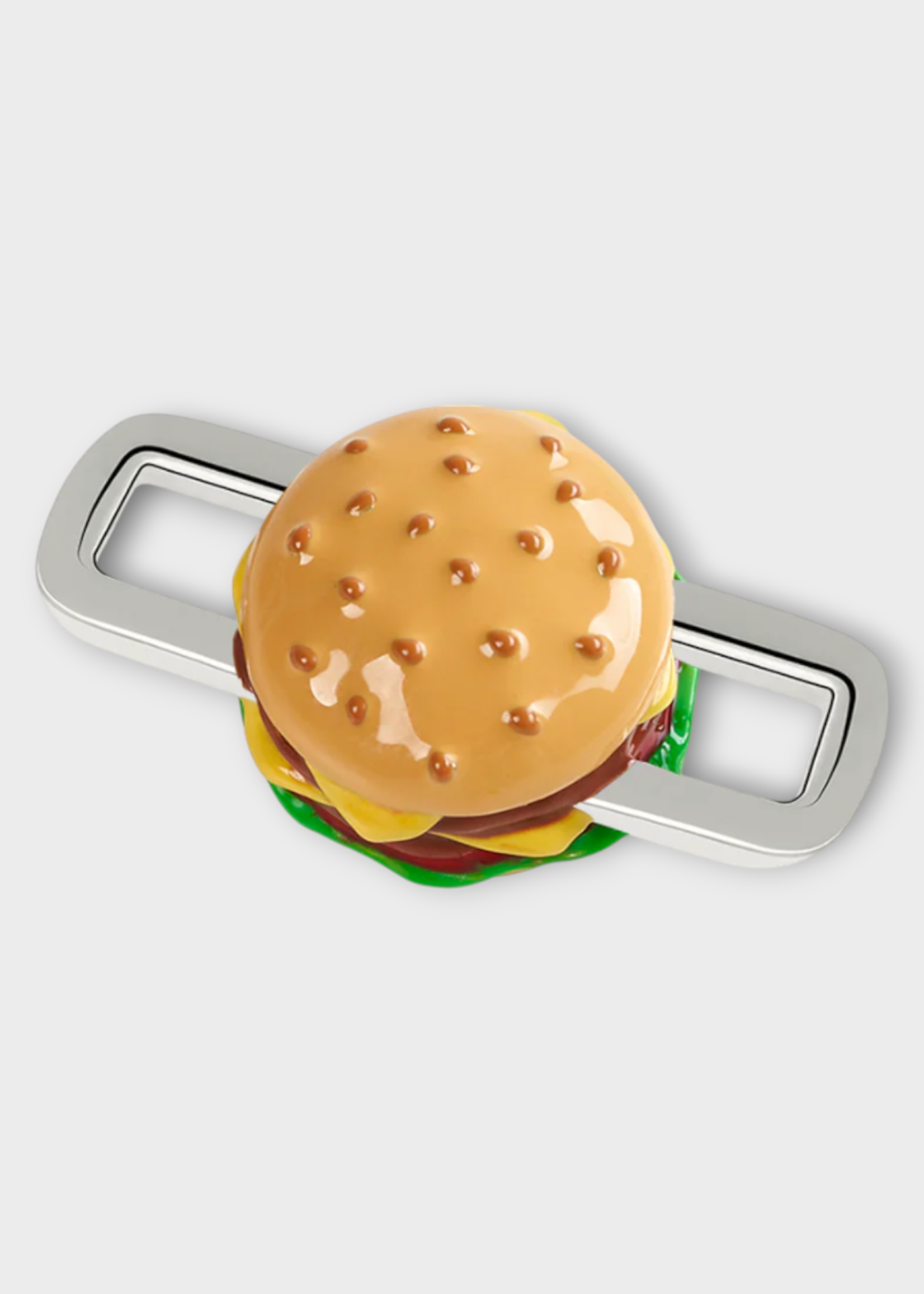 Poubel Poubel Charm, Print, Double Cheese Burger Hand Painted Enamel w/ Sterling Silver
