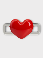 Poubel Poubel Charm, Print, Love Heart Hand Painted Enamel in Red w/ Sterling Silver