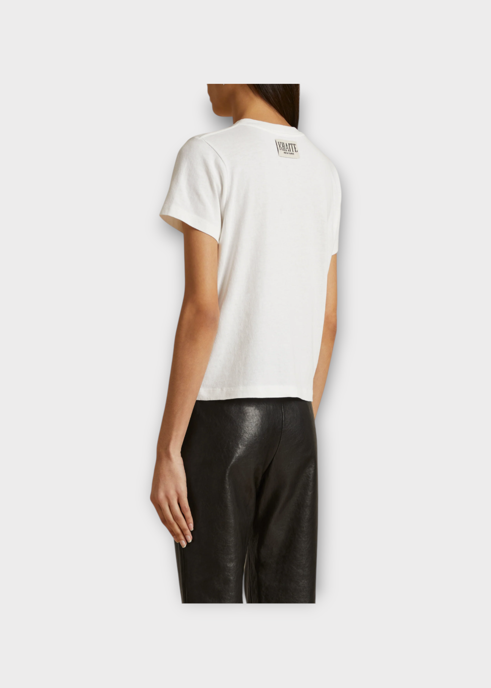 Khaite Khaite T-Shirt, White, Emmylou Cotton Crew Neck T-Shirt in White w/ Logo Patch