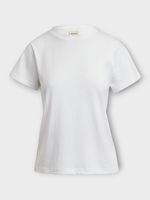 Khaite Khaite T-Shirt, White, Emmylou Cotton Crew Neck T-Shirt in White w/ Logo Patch