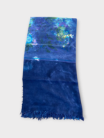 Dianora Salviati Dianora Salviati Scarf, Multi, Vintage Silk & Cashmere Scarf In Blue Hand Painting
