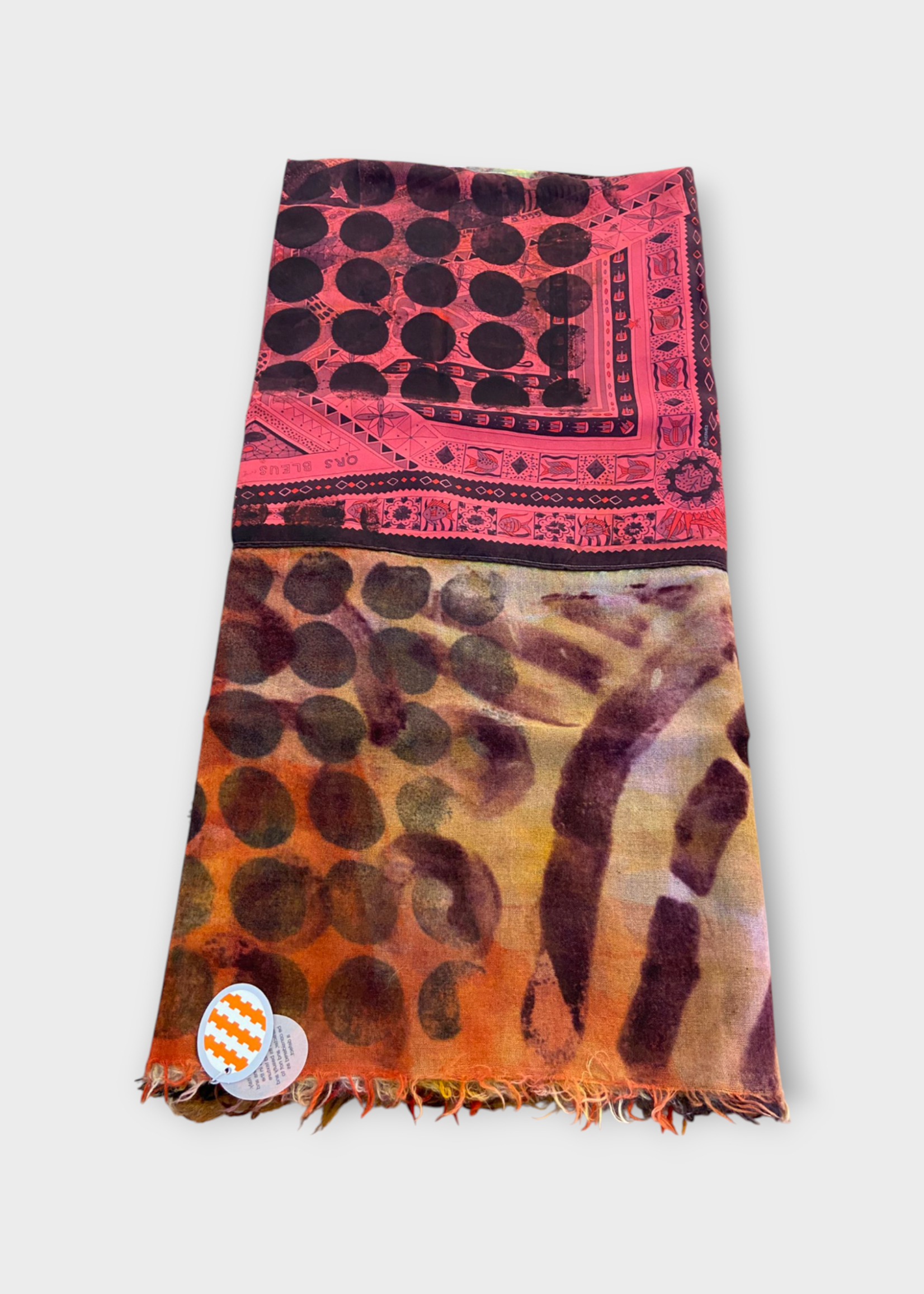 Dianora Salviati Dianora Salviati Scarf, Multi, Vintage Silk & Cashmere Hermes Scarf In Brown & Orange Hand Painting