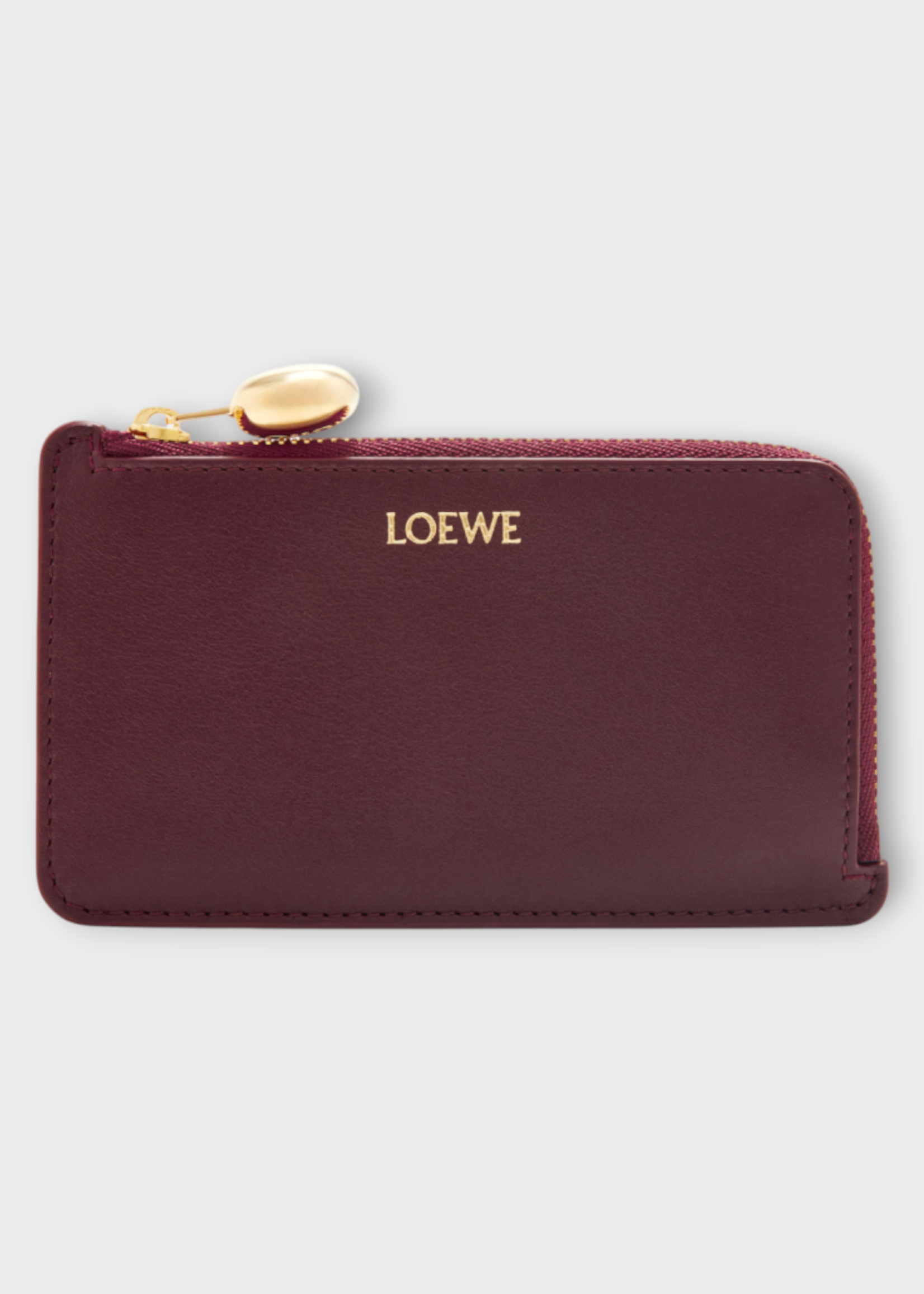 Loewe Loewe Wallet, Red, Shiny Nappa Calf Leather Zipped Coin Cardholder In Burgundy