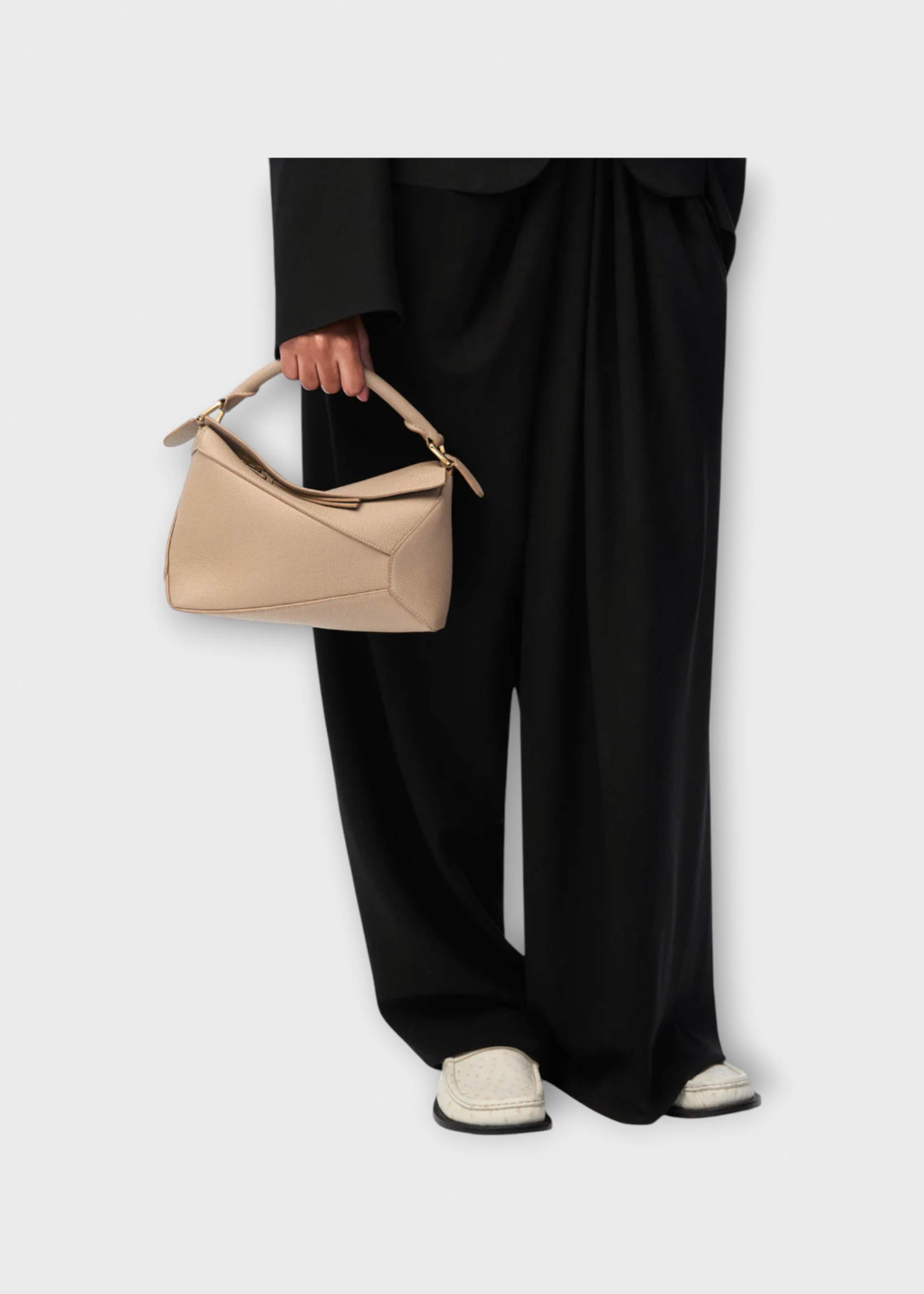 Loewe Loewe Bag, Beige, Puzzle Grained Calf Leather Top Handle Small Shoulder Bag In Sand