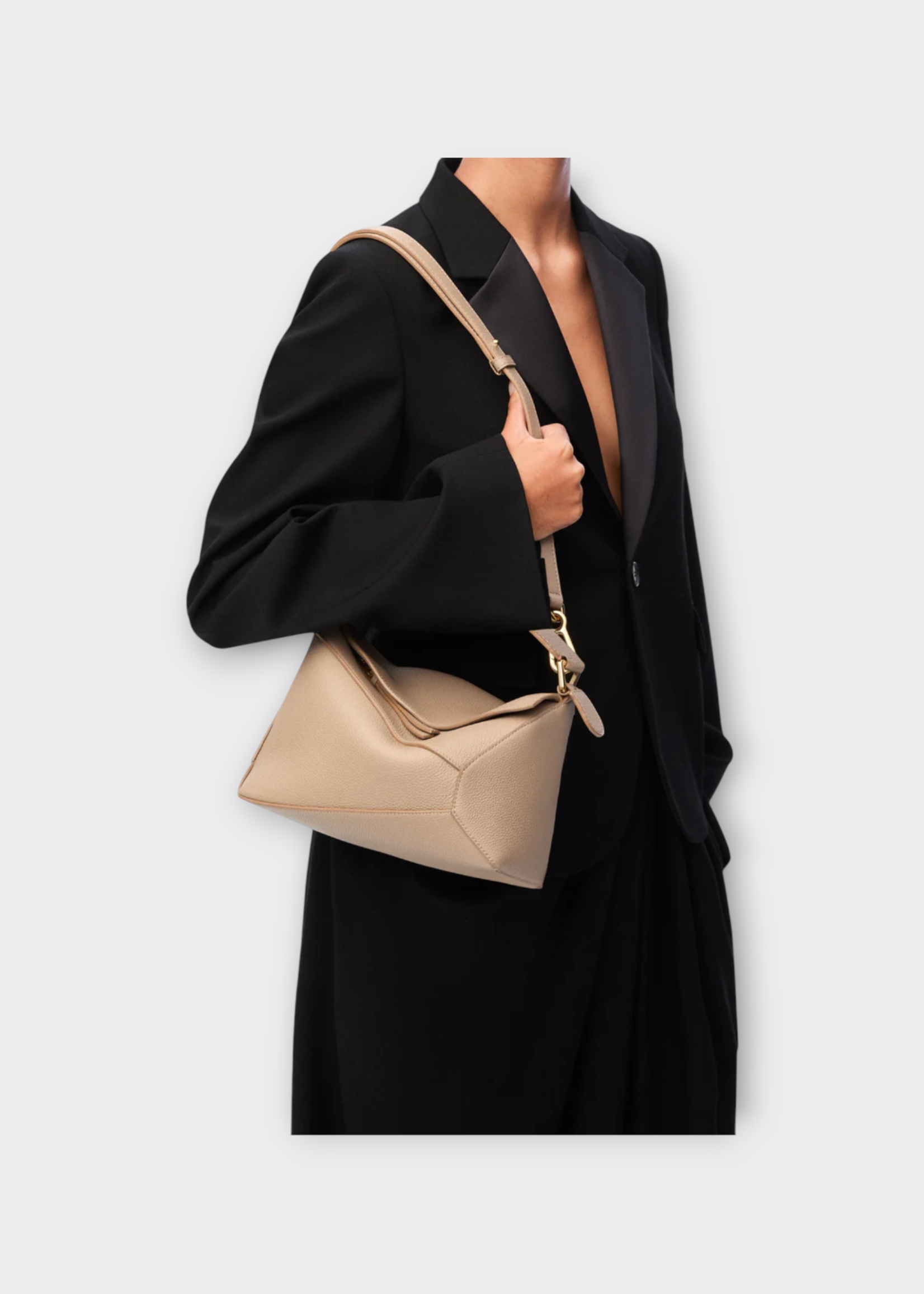 Loewe Loewe Bag, Beige, Puzzle Grained Calf Leather Top Handle Small Shoulder Bag In Sand