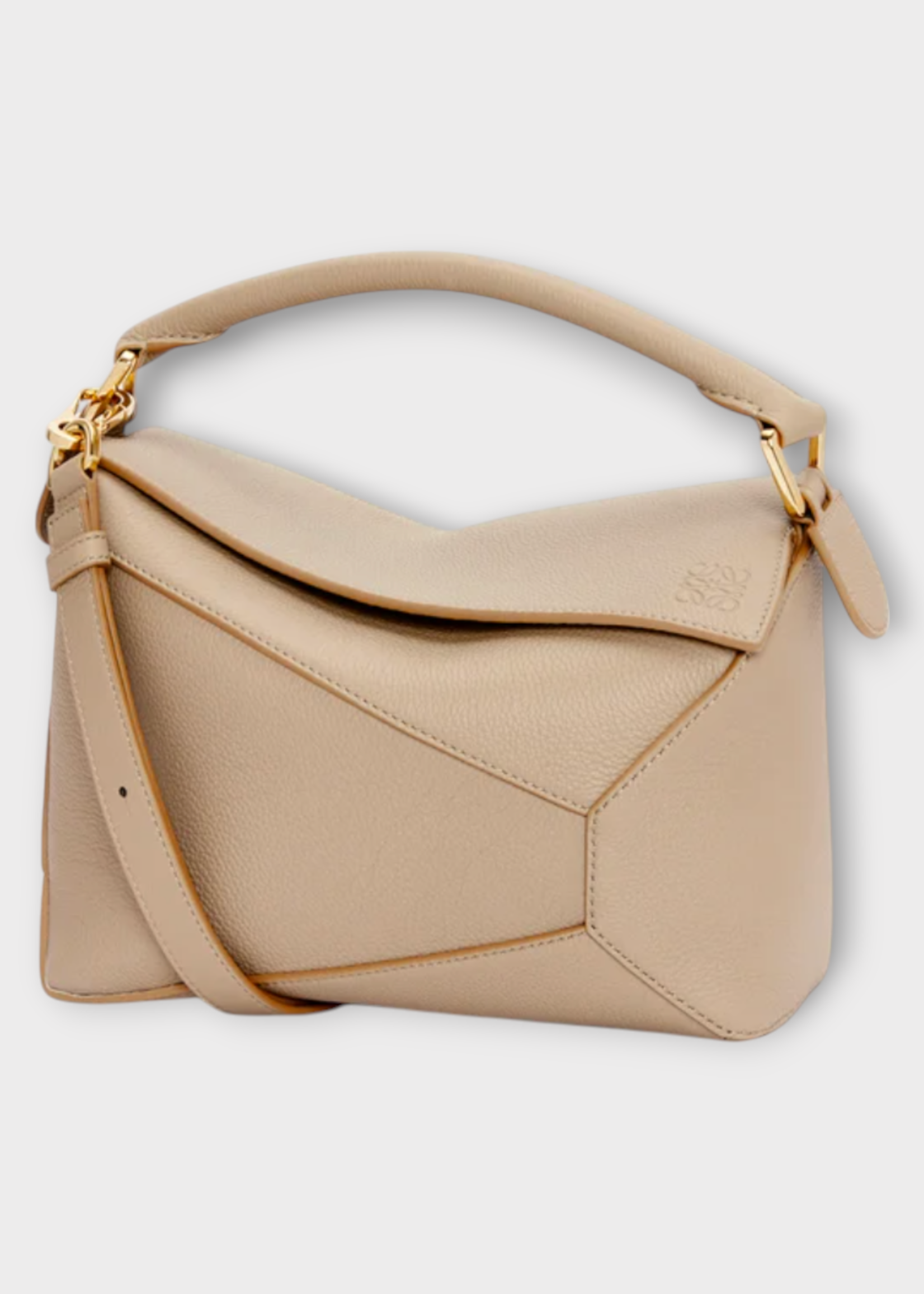 Loewe Loewe Bag, Beige, Puzzle Grained Calf Leather Top Handle Small Shoulder Bag In Sand