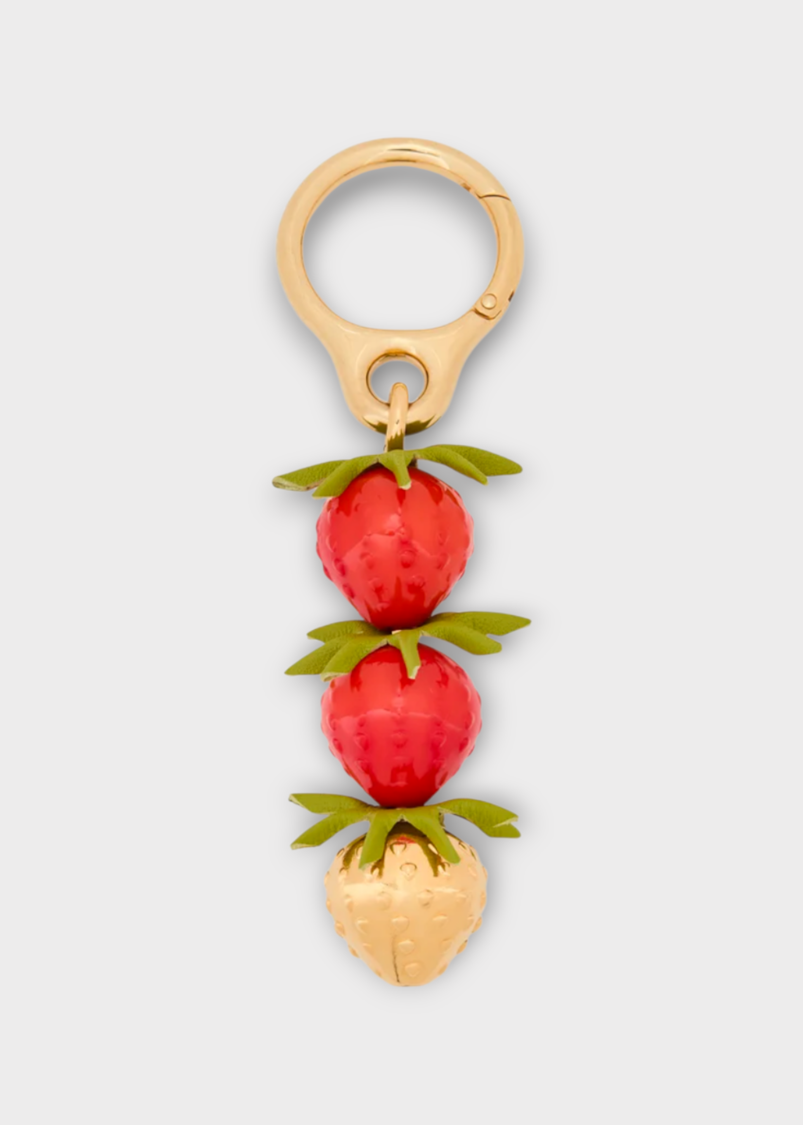 Loewe Loewe Charm, Multi, Acetate & Brass Strawberry Charm In Red & Gold