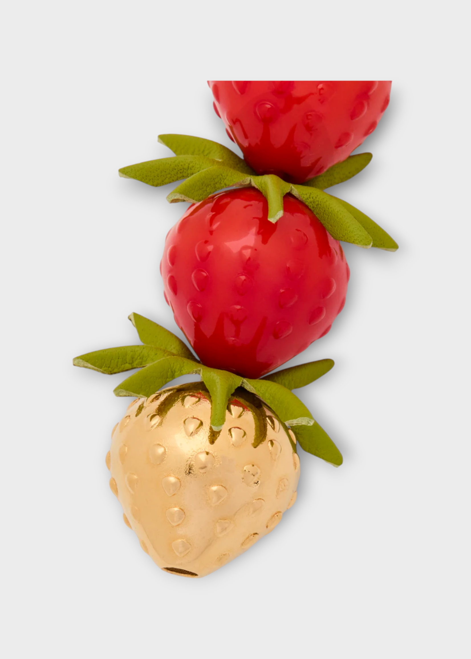 Loewe Loewe Charm, Multi, Acetate & Brass Strawberry Charm In Red & Gold
