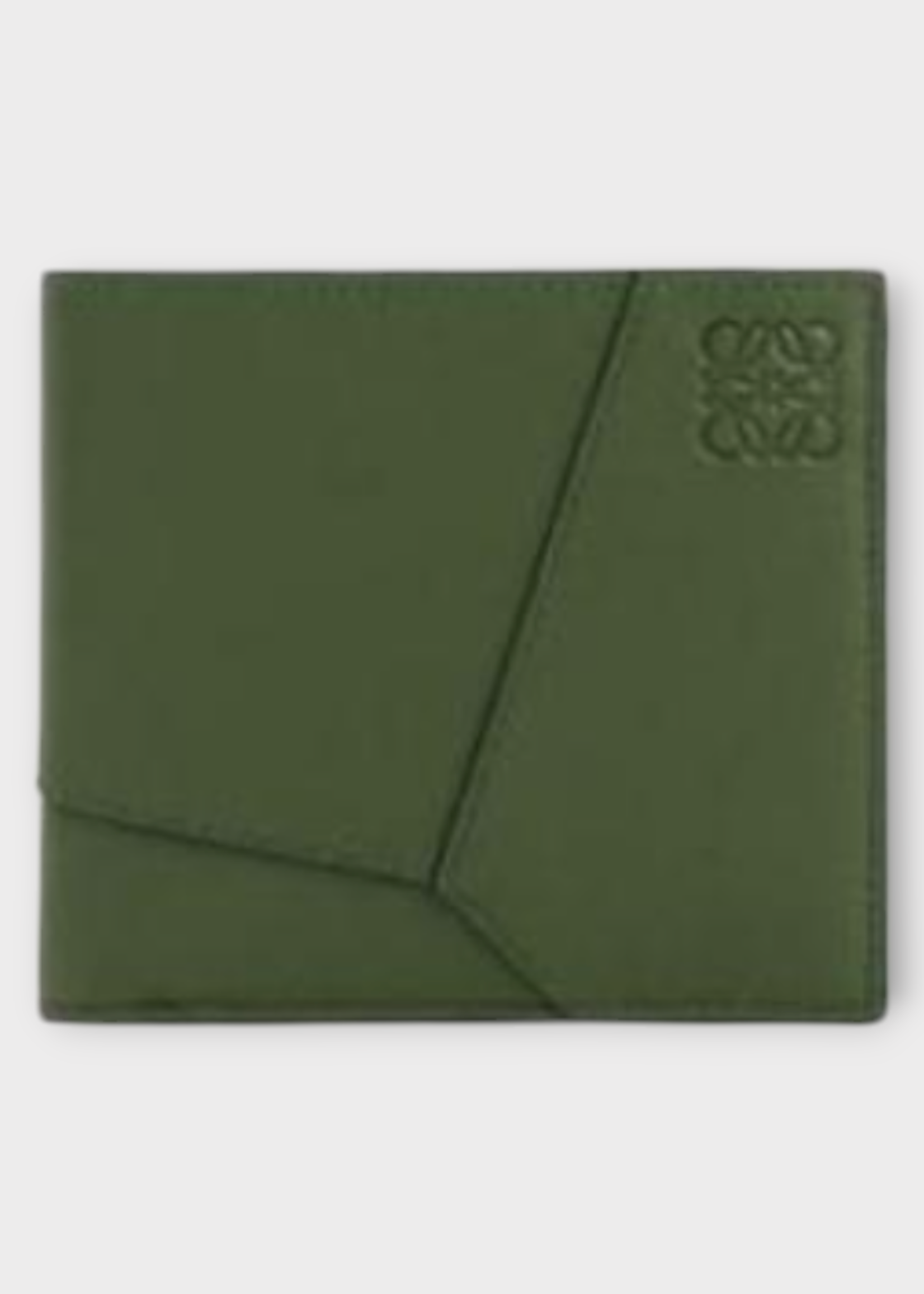 Loewe Loewe Small Leather Good, Green, Puzzle Edge Calf Leather Bifold Wallet In Hunter Green w/ Diamond Embossed