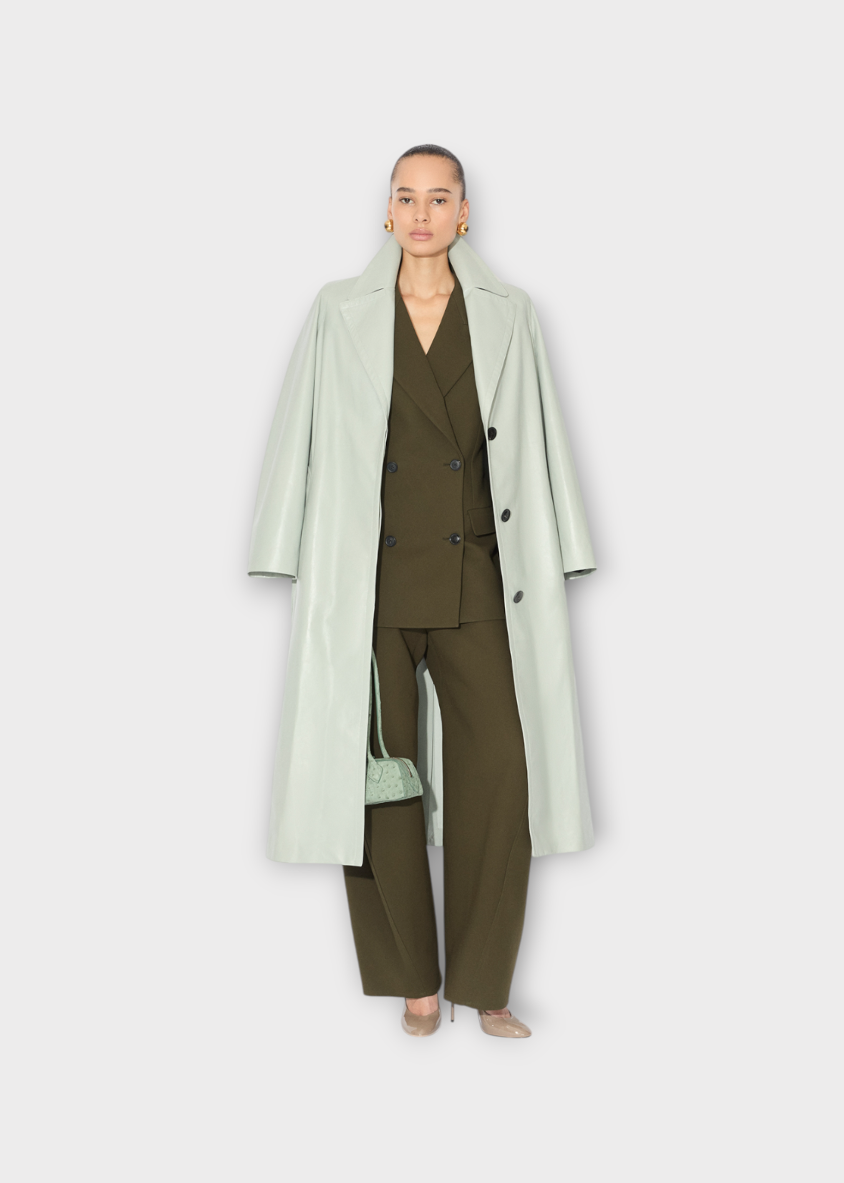 Alaia Alaia Trousers, Green, Cotton Twisted Pants In Olive