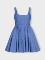 Alaia Alaia Dress, Blue, Cotton & Linen Sleeveless Skater Dress